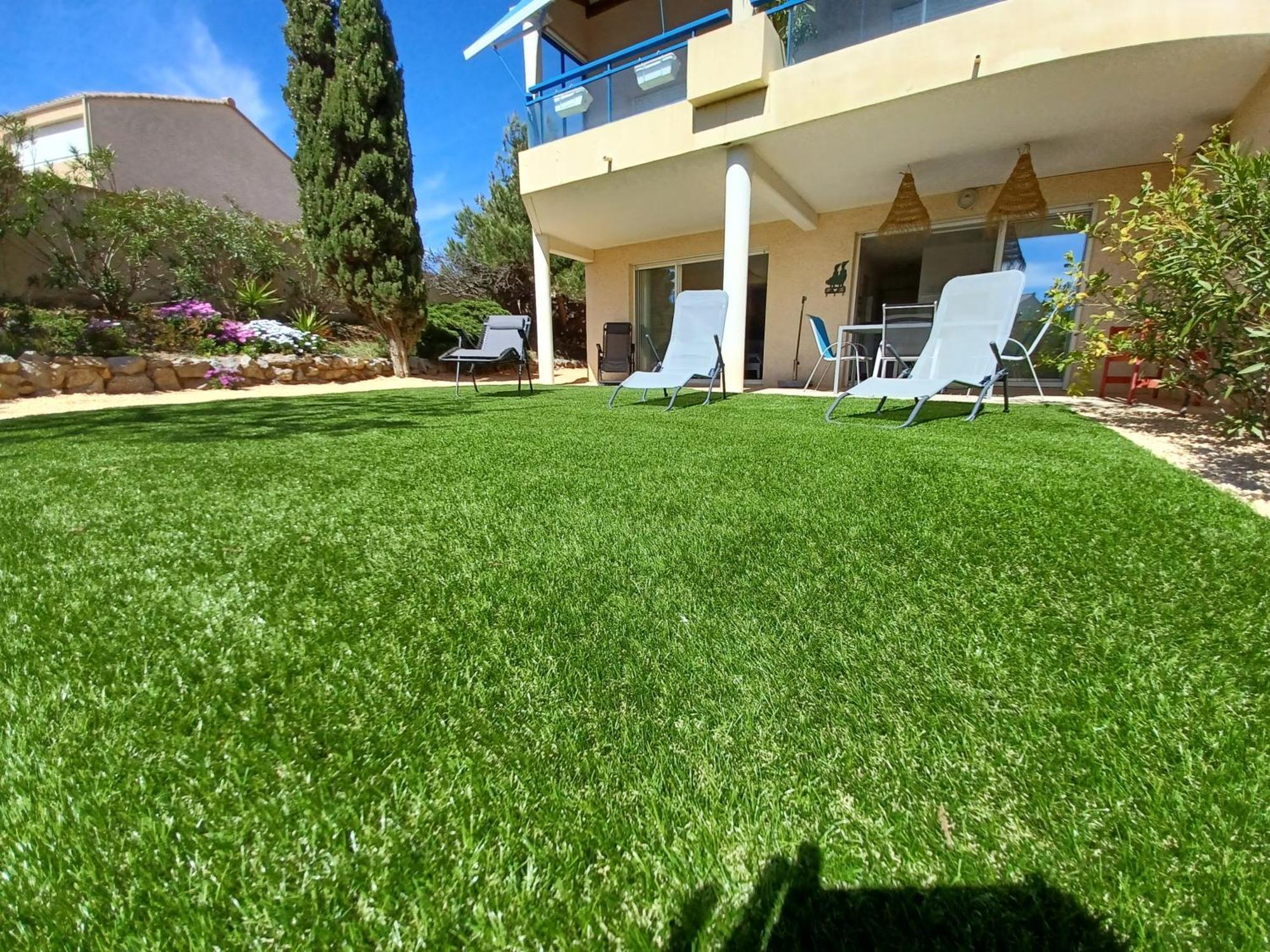 Plain-Pied Jardin 6 Personnes Clim Vue Mer Parking Wifi Terrasse Piscine Dans La Residence Saint-Pierre-la-Mer  Extérieur photo