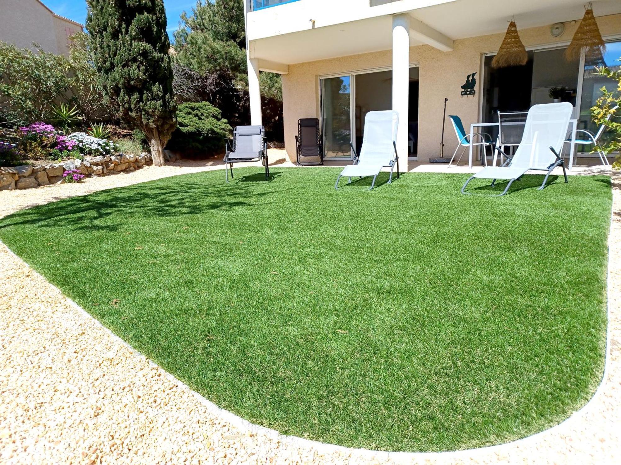 Plain-Pied Jardin 6 Personnes Clim Vue Mer Parking Wifi Terrasse Piscine Dans La Residence Saint-Pierre-la-Mer  Extérieur photo