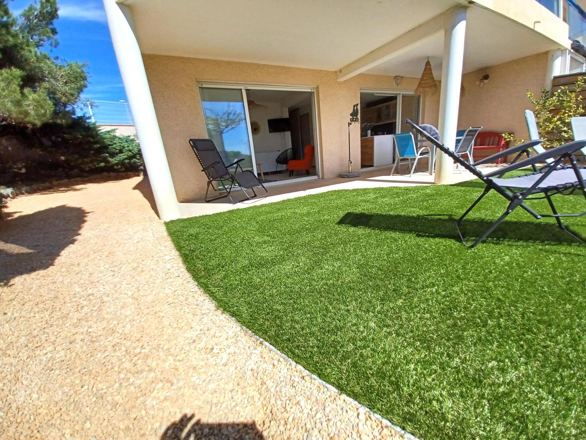 Plain-Pied Jardin 6 Personnes Clim Vue Mer Parking Wifi Terrasse Piscine Dans La Residence Saint-Pierre-la-Mer  Extérieur photo