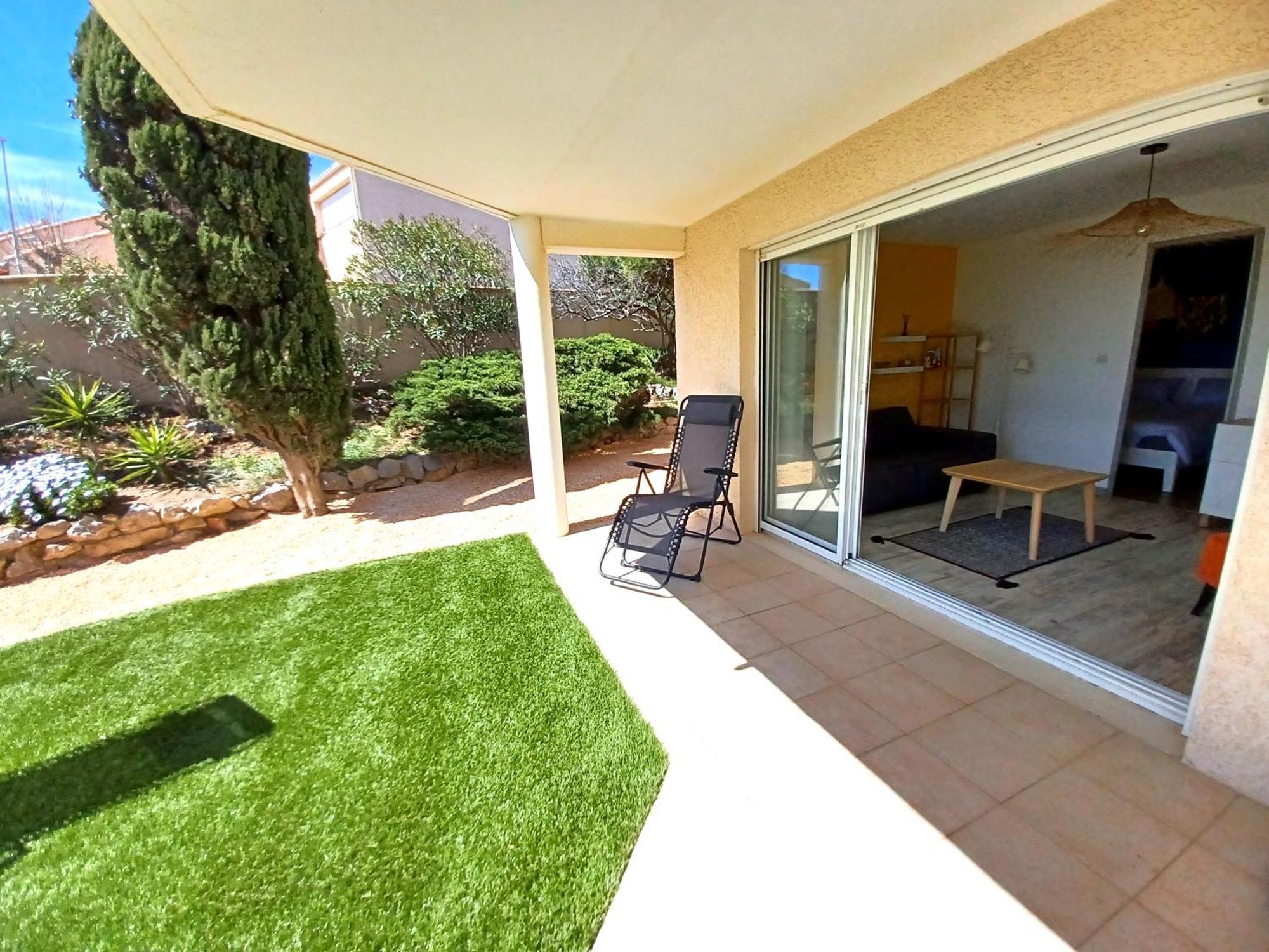 Plain-Pied Jardin 6 Personnes Clim Vue Mer Parking Wifi Terrasse Piscine Dans La Residence Saint-Pierre-la-Mer  Extérieur photo