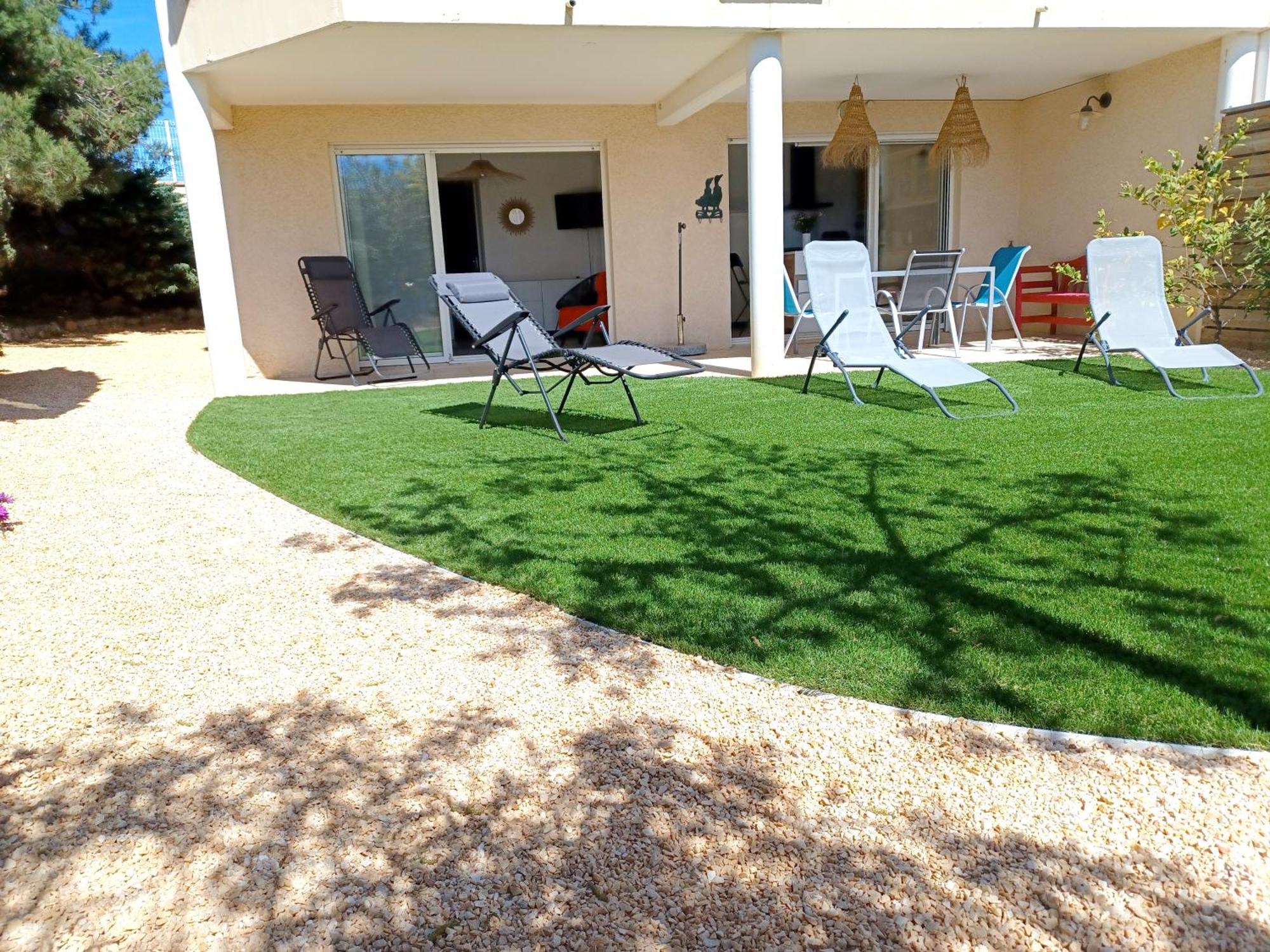 Plain-Pied Jardin 6 Personnes Clim Vue Mer Parking Wifi Terrasse Piscine Dans La Residence Saint-Pierre-la-Mer  Extérieur photo